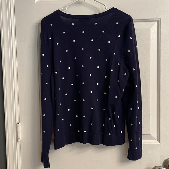 Charter Club Women's Navy Polka Dot Cardigan Sweater Size P/L – Button Front - Picture 3 of 3
